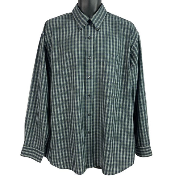 Van Heusen Other - Van Heusen Mens No Wrinkle Shirt Blue Check Long Sleeve 17-17.5 XL